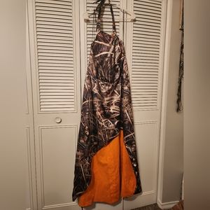 Formal Mossy Oak Max 4 Print and Orange Gown